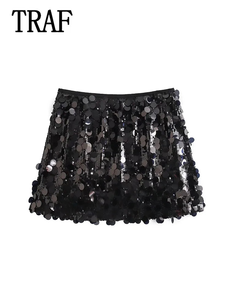 Minifalda sexy con lentejuelas, ropa sexy para mujer, estilo Y2k, metalizado plateado, ropa de calle, falda femenina, faldas de moda, falda