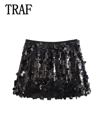 Minifalda sexy con lentejuelas, ropa sexy para mujer, estilo Y2k, metalizado plateado, ropa de calle, falda femenina, faldas de moda, falda