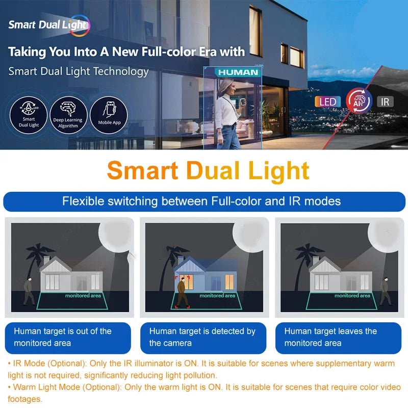 Cámara IP Hikvision ColorVu Smart Hybrid Light DS-2CD1383G2-LIU 4K 8MP con doble luz blanca y micrófono integrado.