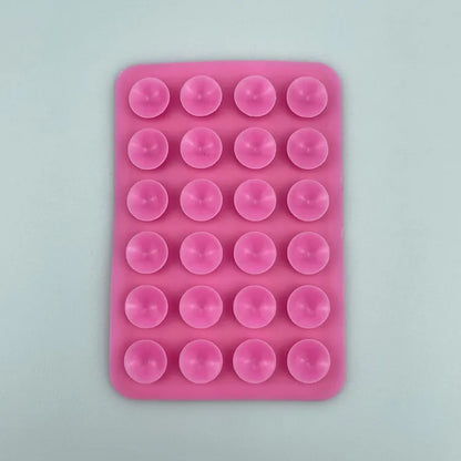 Ventosa de silicona multifuncional para teléfono, con adhesivo de goma y base fija, 24 ventosas cuadradas.