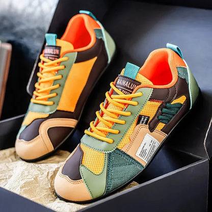 Zapatillas deportivas informales de gran tamaño para hombre, transpirables, versión mejorada, temporada de verano, estilo popular transfronterizo, planas, con cordones y hasta el tobillo.