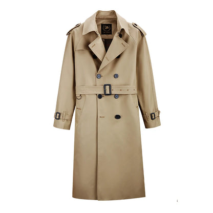 Super long windbreaker down liner  weatherproof men's trench coat British trend black trench coat men's casual coat