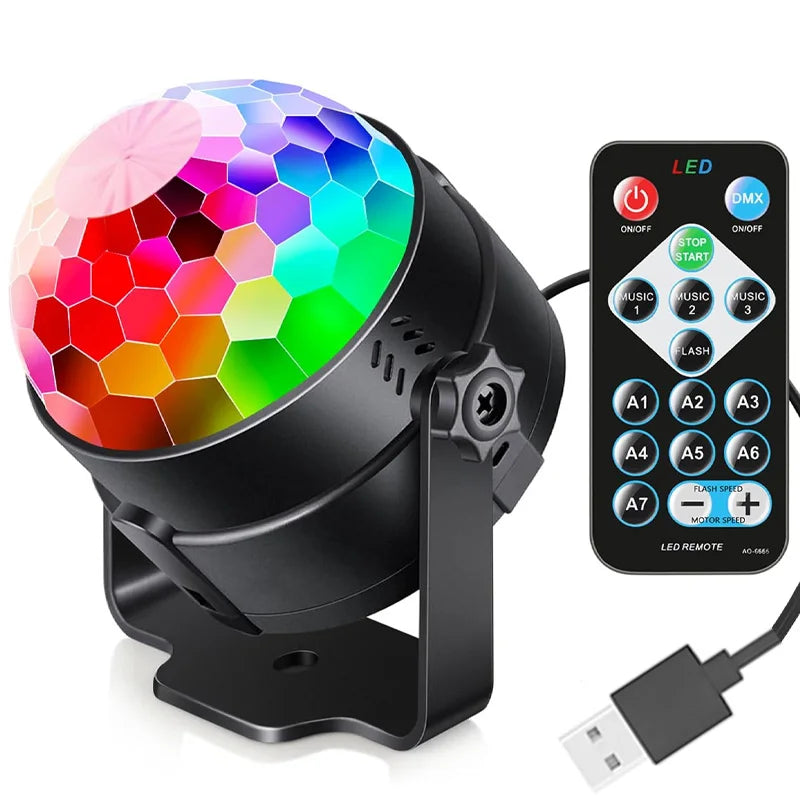 Luz de fiesta, bola de discoteca, luz de DJ, luz de discoteca, luz del océano, luz de estrellas, proyector, luz de baile, sonido activado con control remoto