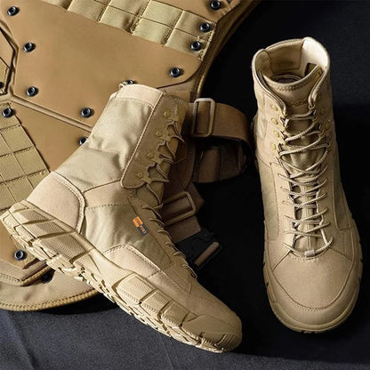 Botas tácticas ligeras para hombre, botas de combate, entrenamiento, con cordones, impermeables, para actividades al aire libre, senderismo y transpirables.