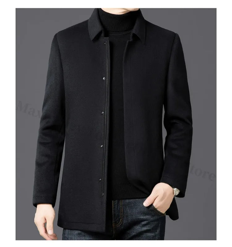 Chaqueta de lana para hombre Maxbarley, estilo moderno, con solapa, ideal para actividades al aire libre, oficina, parka gruesa y cálida, estilo casual y elegante, ligera, perfecta para el invierno.