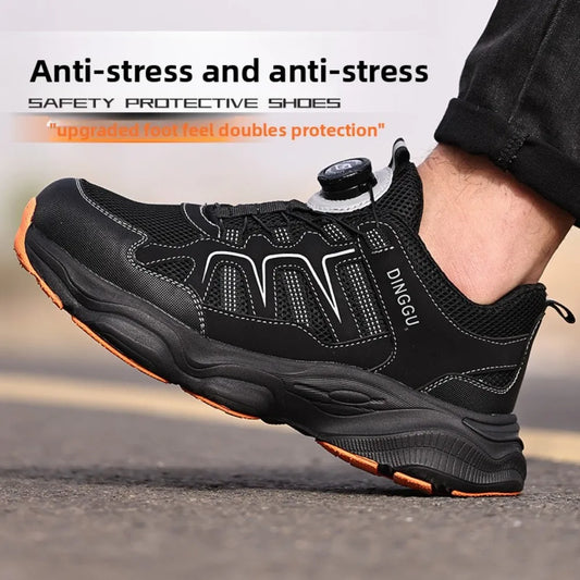 Calzado de seguridad laboral para hombre, resistente a impactos y perforaciones, con puntera de acero, tejido ligero y protección Flykned.