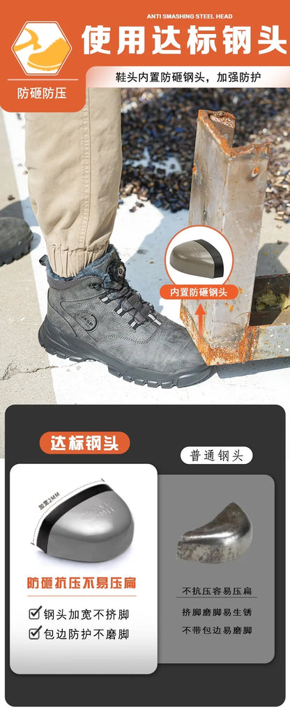 Botas altas unisex antigolpes y antipinchazos con puntera de acero más ancha, cierre de Kevlar, elástico y aptas para otoño e invierno. Fabricadas con Kevlar estándar europeo.