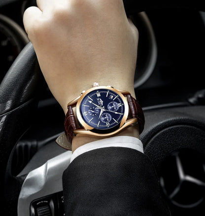 LIGE - Nuevos relojes de moda para hombre, marca superior de lujo, informal, militar, de cuero, de cuarzo, para negocios, resistente al agua, deportivo, cronógrafo