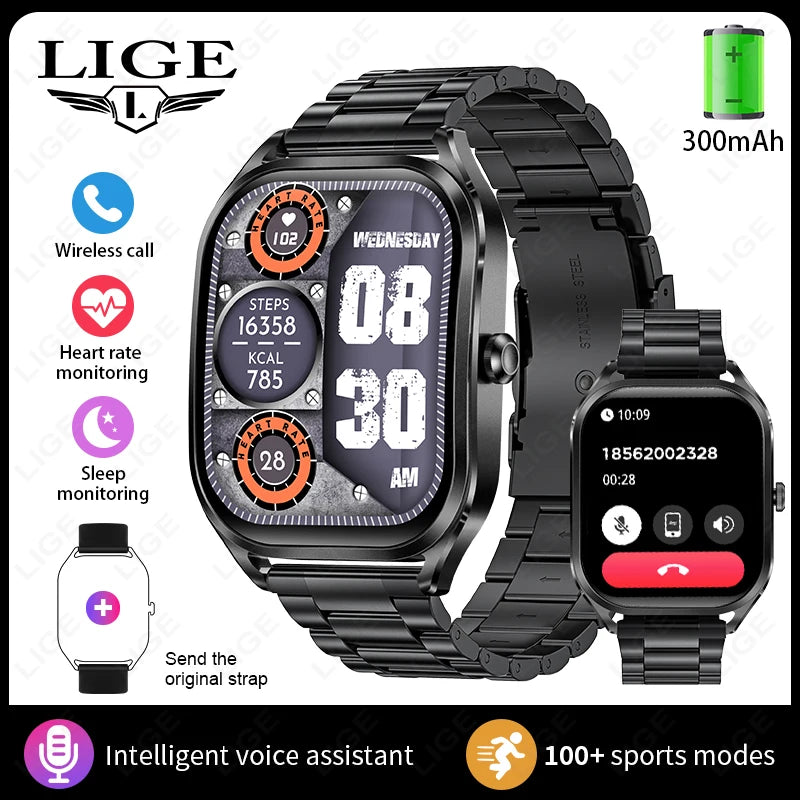 Reloj inteligente FOXBOX para mujer, con pantalla curva 3D, Bluetooth, llamadas, deportivo, resistente al agua, monitor de salud, para hombre y mujer.