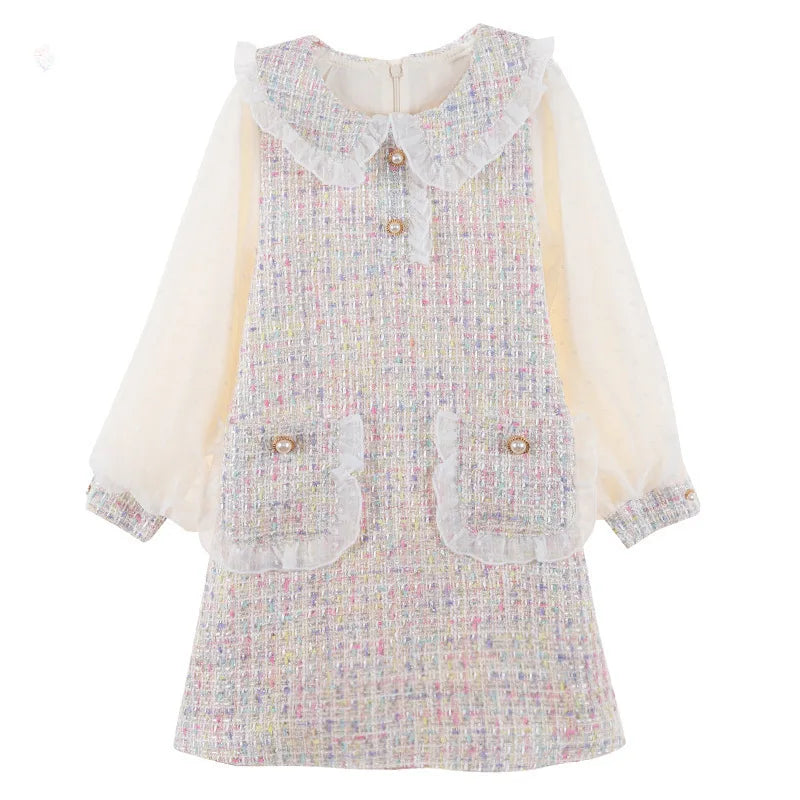 Ropa para niños, vestidos de primavera y otoño para niñas, novedad de 2025, falda de princesa para niñas pequeñas, medianas y grandes, con viento fragante.
