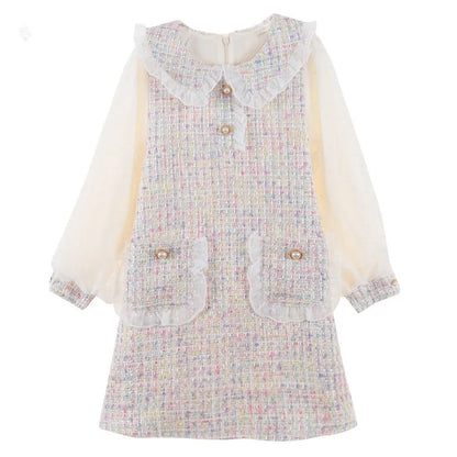 Ropa para niños, vestidos de primavera y otoño para niñas, novedad de 2025, falda de princesa para niñas pequeñas, medianas y grandes, con viento fragante.