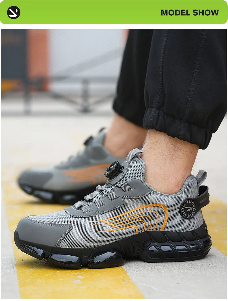 Summer Work Safety Protection Shoes Air Cushion Breathable Safety Shoes Anti-stabbing -smash Lightweight Sports Shoes For Men