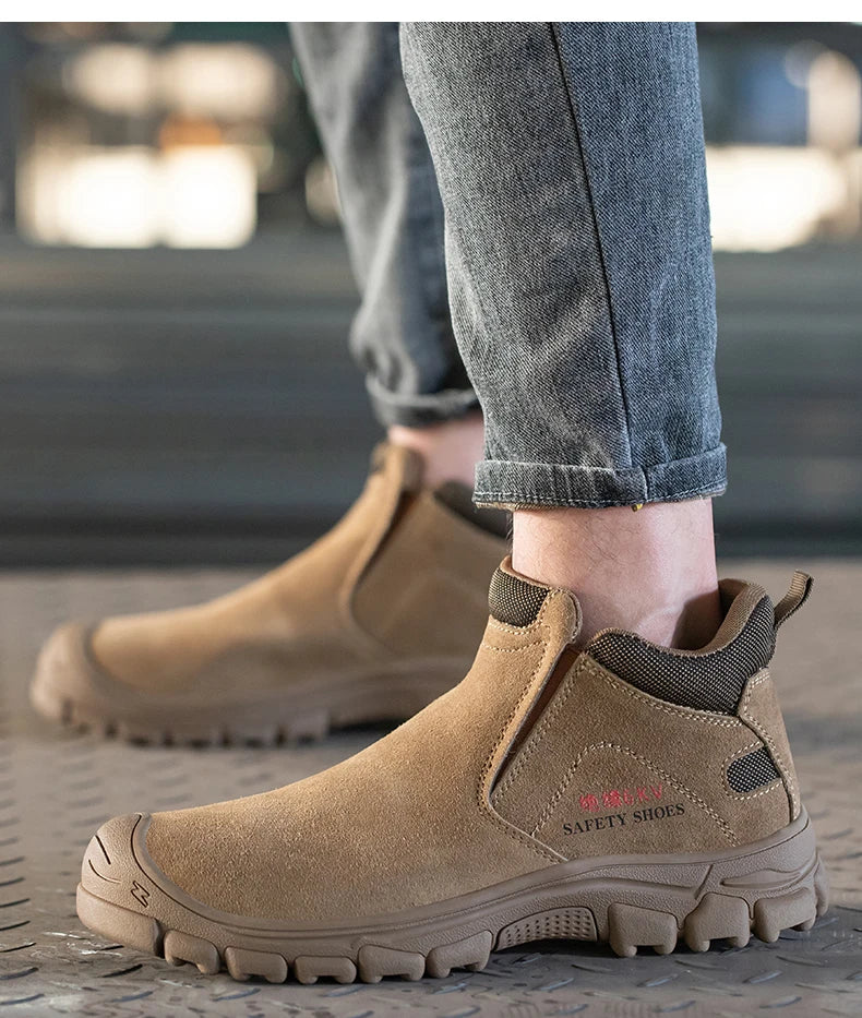 Zapatos de seguridad para hombre con puntera de acero, transpirables, suaves, antideslizantes, botas de trabajo protectoras, calzado cómodo para hombre, aislamiento 6KV.
