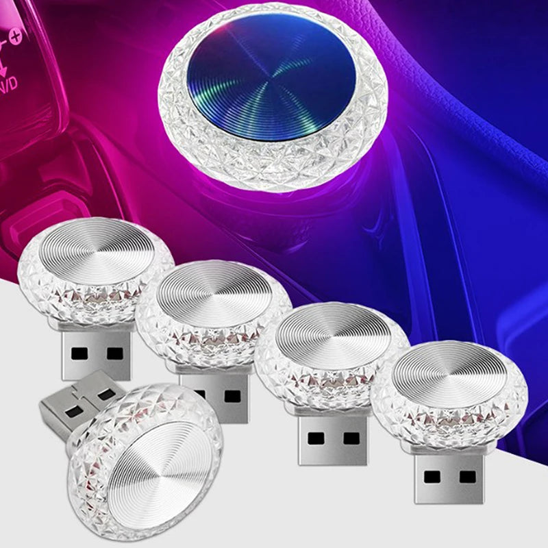 Mini luz ambiental LED portátil para coche, USB, decorativa, para interior de coche, luz de ordenador, Plug and Play.