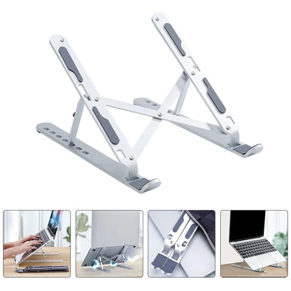 Soporte para portátil plegable de aluminio con altura ajustable Y1, color plateado, para escritorio, multiángulo, para portátil, tableta, uso en oficina
