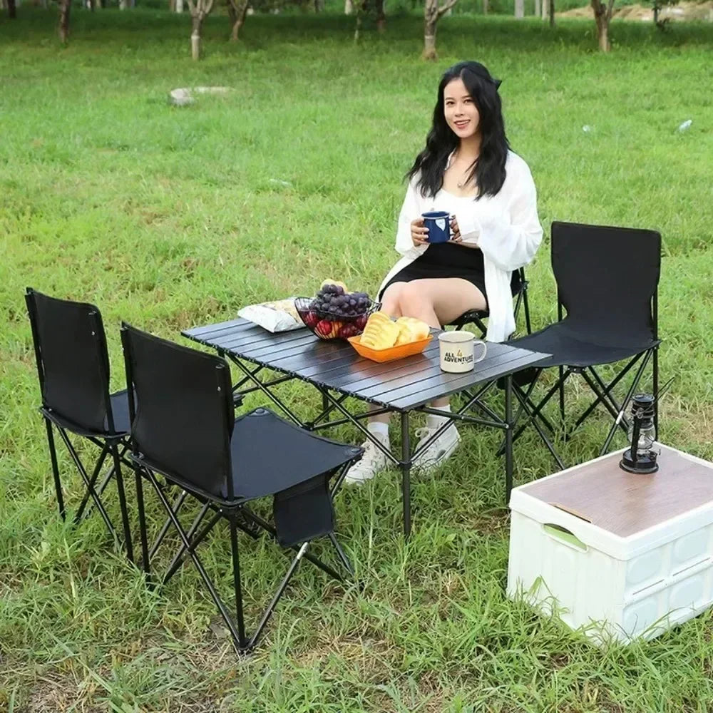 Mesa plegable para acampar al aire libre, mesas de picnic al aire libre, almacenamiento portátil, organizador portátil y liviano, escritorios plegables, mesa enrollable tipo huevo