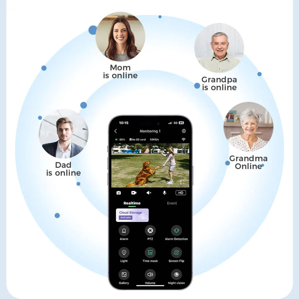 Cámara solar WiFi de 4 MP para exteriores, 2K, batería integrada, cámara de seguridad tipo domo con alimentación solar, alarma de movimiento PIR, almacenamiento en la nube y audio bidireccional.