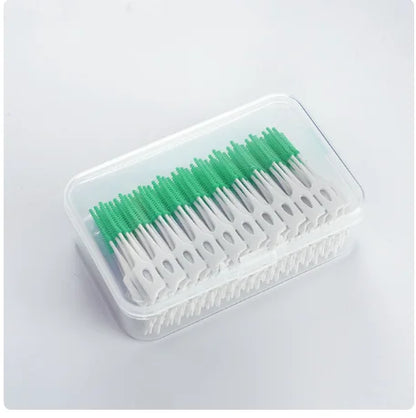 Cepillos interdentales de goma suave (150/200 unidades) para limpieza dental. Herramientas para el cuidado de la higiene bucal.