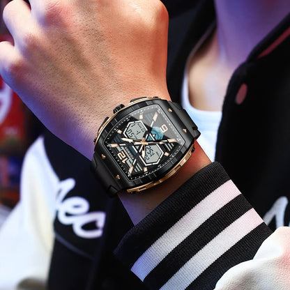 Reloj militar digital LIGE para hombre, resistente al agua hasta 50 m, LED, de cuarzo, deportivo, grande, Masculino