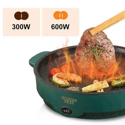 Sartén eléctrica multiusos de 220 V para barbacoa doméstica, filetes fritos, pescado, tortillas, sartén antiadherente.