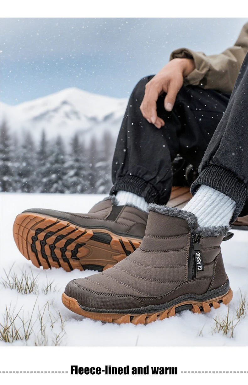 Botas de hombre para mantener el calor, zapatos de invierno para hombre, botines impermeables, zapatos de piel, botas de nieve, zapatos casuales de invierno, botines para hombre