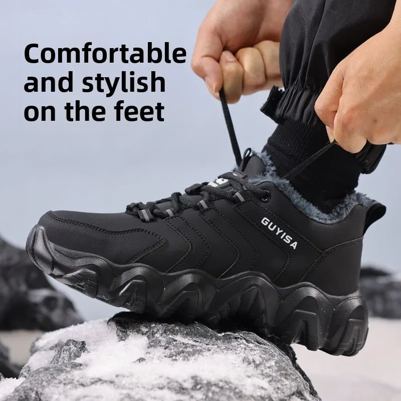 Zapatillas de seguridad con forro polar para hombre y mujer, botas de invierno con punta de acero, gruesas, cálidas, antiaplastamiento, para trabajo, tallas 36-46