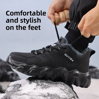 Zapatillas de seguridad con forro polar para hombre y mujer, botas de invierno con punta de acero, gruesas, cálidas, antiaplastamiento, para trabajo, tallas 36-46