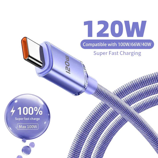 Cable de carga rápida tipo C de 120 W, cable de carga rápida USB-C, cargador de teléfono para Samsung, Xiaomi y Huawei.