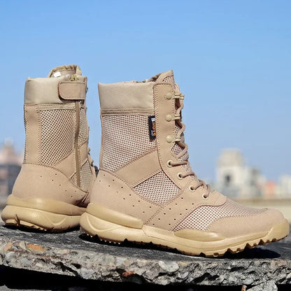 Summer Breathable Men Women Army Boots Military Tactical Airsoft Paintball Boots Side Zipper Male Desert Combat Ankle Boots
