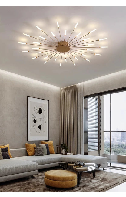 Lámparas de techo LED modernas con diseño de fuegos artificiales para sala de estar, comedor y dormitorio. Lámparas de techo brillantes.