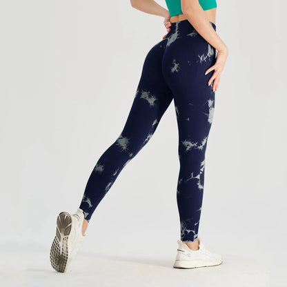 Pantalones de yoga sin costuras, gruesos, ajustados, de talle alto, deportivos, teñidos en lana, con efecto melocotón en los glúteos, largos y ceñidos, para hacer ejercicio.