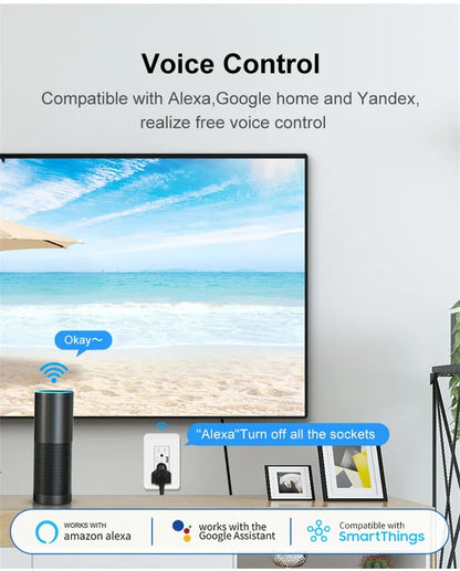Enchufe inteligente Milfra Wifi de doble pared con toma de corriente estadounidense, puerto de carga USB, encendido/apagado, control remoto por voz mediante la aplicación Tuya Smart Life.