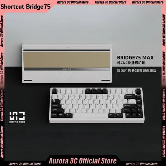 Teclado mecánico inalámbrico ShortCut Studio Bridge75 con Bluetooth, 3 modos RGB, personalizado, de aluminio de larga duración.