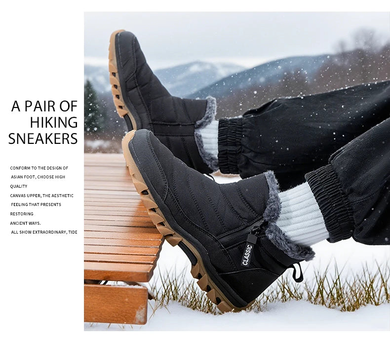 Botas de hombre para mantener el calor, zapatos de invierno para hombre, botines impermeables, zapatos de piel, botas de nieve, zapatos casuales de invierno, botines para hombre