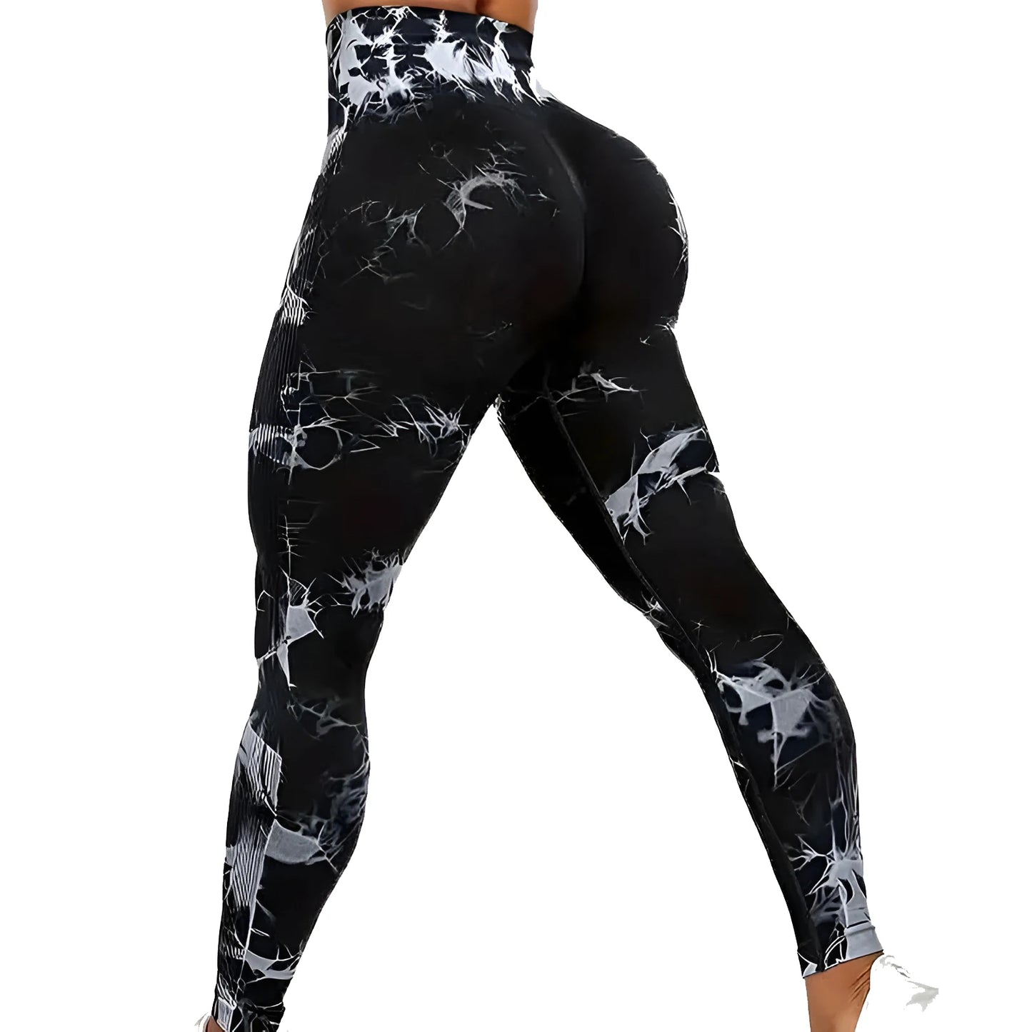 Leggings de entrenamiento sin costuras para mujer, cintura alta, levantamiento de glúteos, para deportes al aire libre, fitness, pantalones de yoga con efecto tie-dye