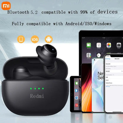 Auriculares intrauditivos Xiaomi Redmi Bluetooth 5.2 con miniestuche de carga, deportivos e impermeables.