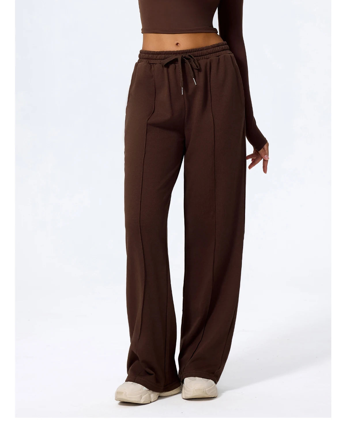 Pantalones largos de yoga para mujer, cálidos para invierno y otoño, para gimnasio, entrenamiento, estilo holgado, deportivos, de cintura alta, con cordón ajustable.