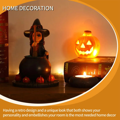 Decoración de bruja de Halloween, decoración de resina, escritorio para el hogar, fiesta, sombrero de bruja, decoración creativa de mesa para Halloween.