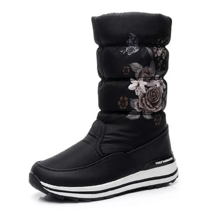 Botas de nieve para mujer, botas de invierno con plataforma, botas gruesas de felpa, impermeables y antideslizantes, zapatos de invierno de moda para mujer, botas cálidas de piel para mujer