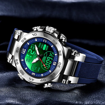 Relojes FOXBOX para hombre, marca superior, reloj de pulsera analógico digital de cuarzo de lujo para hombre, reloj luminoso con pantalla de doble horario resistente al agua para hombre