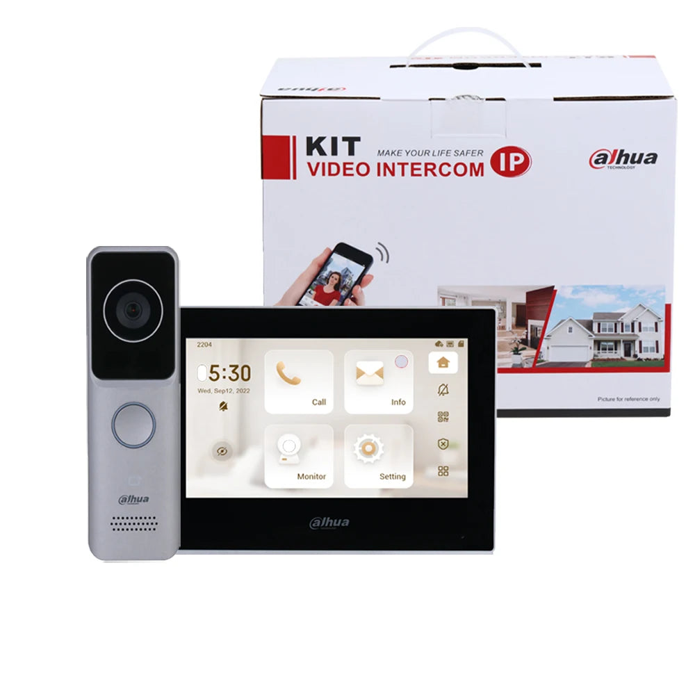 Dahua KTW02 VTO2311R-WP VTH2621G-WP Kit de videoportero con tarjeta IC PoE, WiFi, estación de puerta para villa, monitor IP para interiores, para hogar inteligente