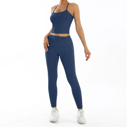 Conjunto deportivo Nude Feel Fitness para mujer, chándal sexy para yoga, ropa deportiva para gimnasio, leggings y ropa interior, ropa de entrenamiento para mujer