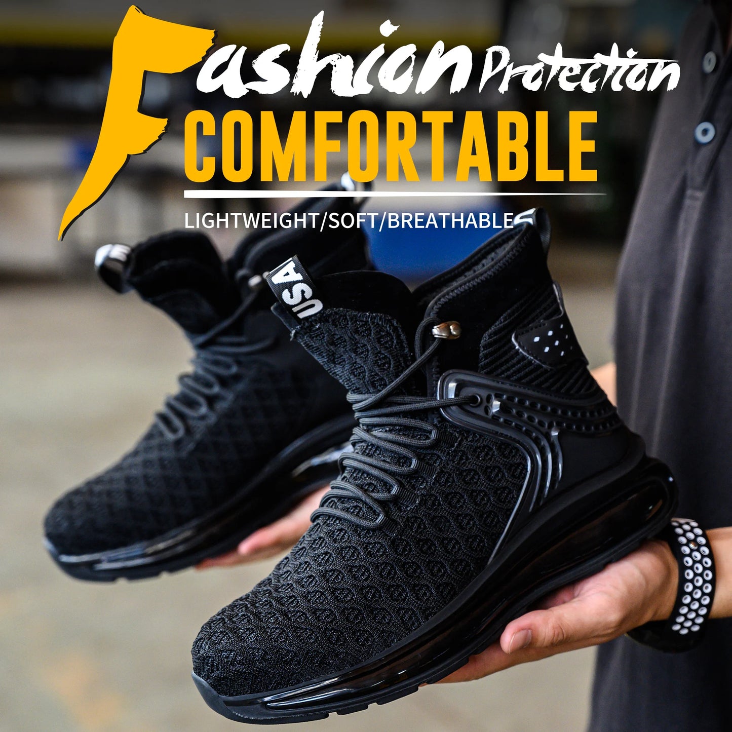 Botas de trabajo de seguridad para hombre con puntera de acero, nuevas, antiaplastamiento y antipinchazos. Calzado antideslizante para hombre, modelos para las cuatro estaciones.