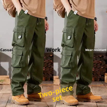 Pantalones de trabajo para hombre, de pierna recta, estilo casual, resistentes, tipo cargo, para trabajos pesados, transpirables y cómodos, estilo militar.