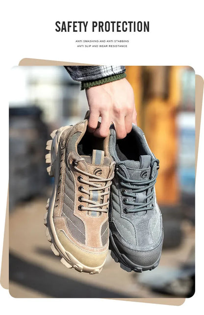Spring New Men's Steel Toe Safety Shoes Breathable Work Shoes Anti Crush And Piercing High Temperature Resistant Wear Proof