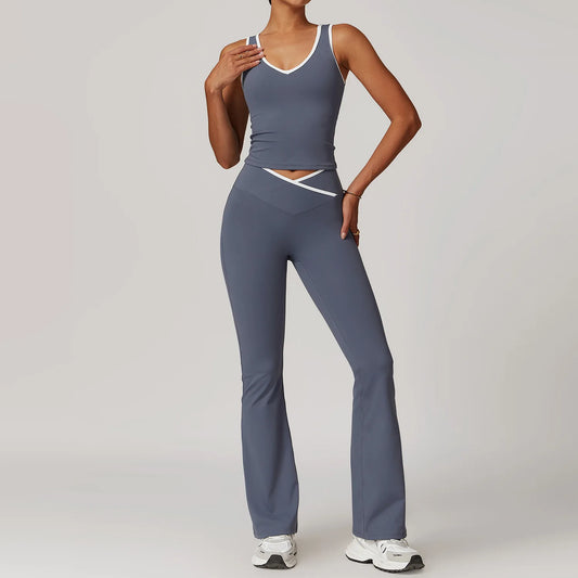Conjunto de yoga de 2 piezas, ropa deportiva para entrenamiento, chándal de gimnasio, leggings de cintura alta, sujetador deportivo, ropa deportiva para mujer