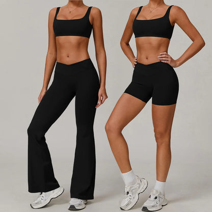 Nuevo conjunto de yoga para mujer, ropa deportiva para gimnasio, sujetador deportivo y pantalones cortos, conjuntos de leggings, atuendos de sensación desnuda, ropa deportiva femenina, chándal