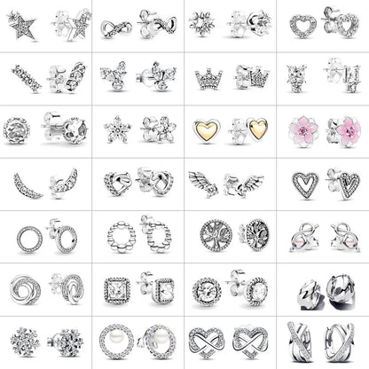 Pendientes de plata 925 con forma de corazón infinito y lazo brillante, originales, para mujer, regalo, joyería fina, 2025