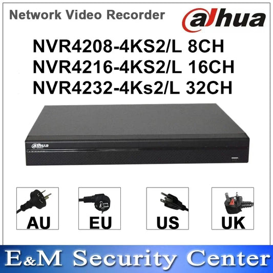 Venta al por mayor de grabadoras de vídeo en red Dahua NVR4208-4KS2/L, NVR4216-4KS2/L y NVR4232-4KS2/L originales de 8/16/32 canales con 2 discos duros.