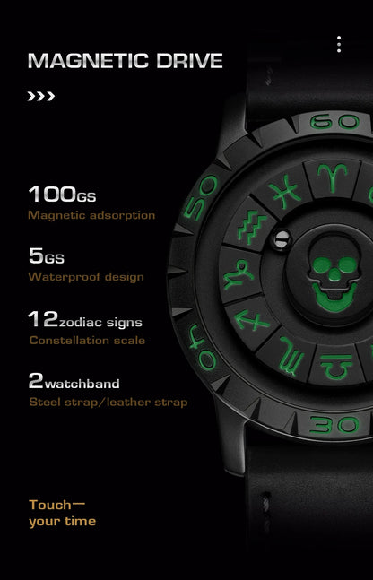 Nuevo reloj de lujo para hombre de la marca original FOXBOX, a la moda, con calavera, puntero deslizante, fuerza magnética, impermeable, de cuarzo.